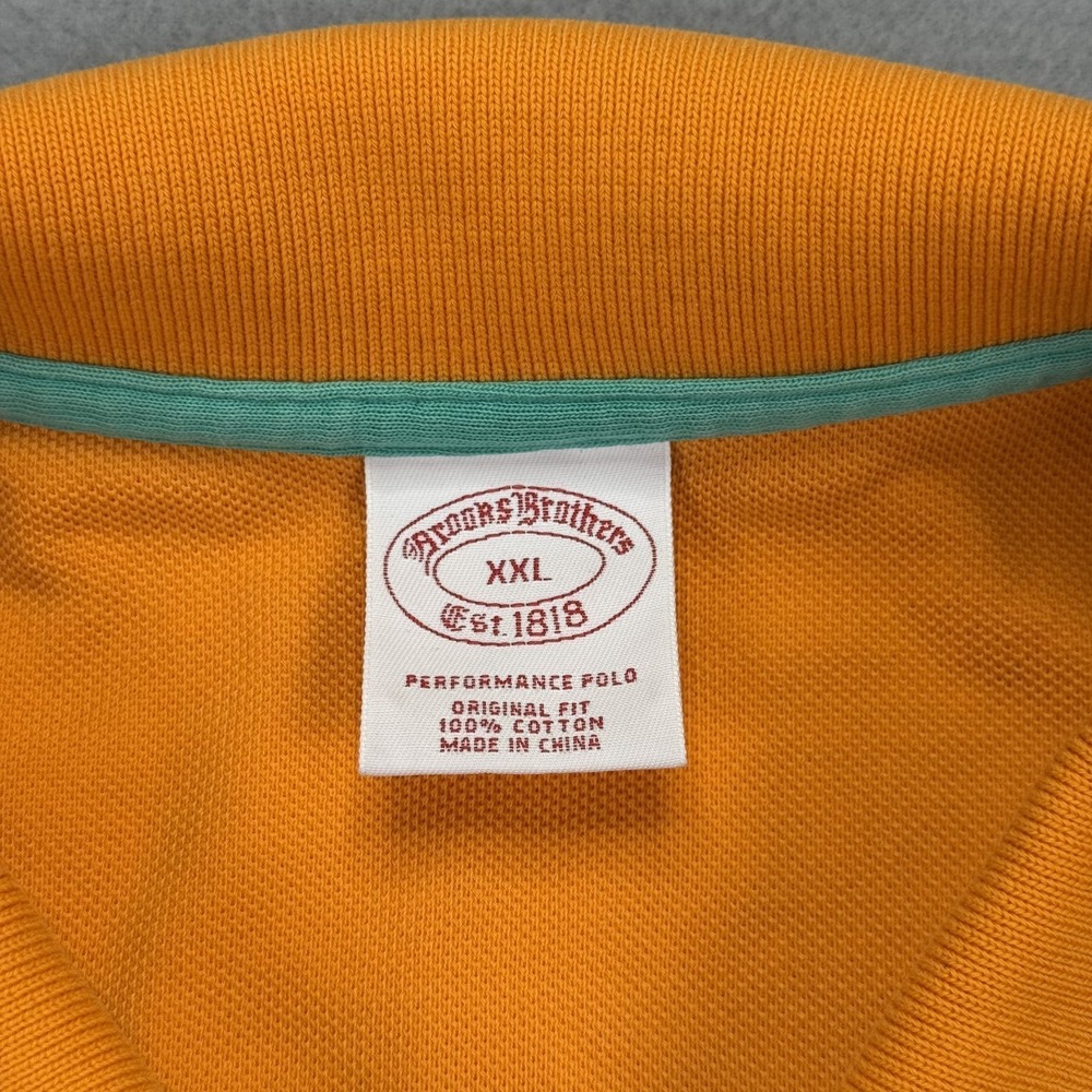 Brooks Brothers Men's Performance Polo Shirt Size XXL Orange 2-Button Cotton - Picture 7 of 16